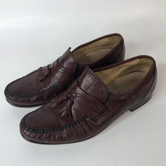 French Shriner Mens Shoes Size 10M Burgundy Leather Tassel Loafers F41174 main image 9